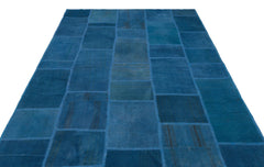 Teselya Beige Patchwork Wool Handmade Area Rug 6'5" x 9'9"