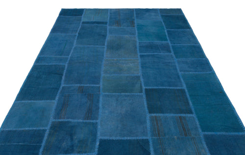 Teselya Beige Patchwork Wool Handmade Area Rug 6'5" x 9'9"