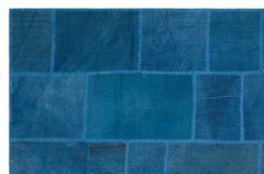 Teselya Beige Patchwork Wool Handmade Area Rug 6'5" x 9'9"