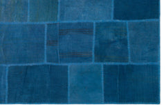 Teselya Beige Patchwork Wool Handmade Area Rug 6'5" x 9'9"