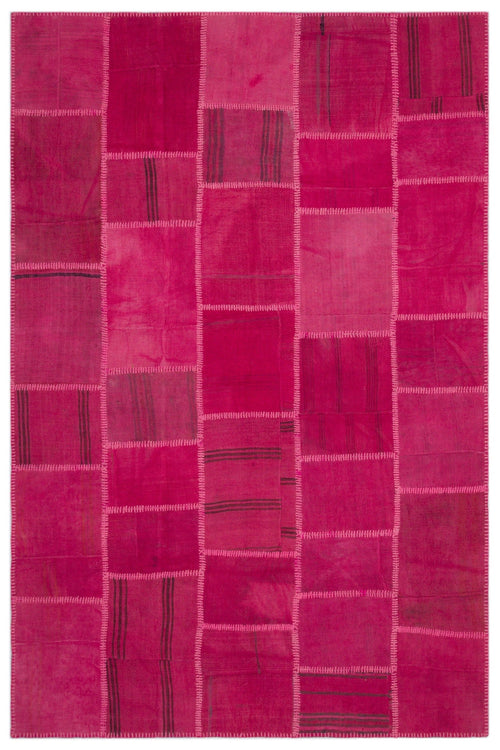 Teselya Beige Patchwork Wool Handmade Area Rug 6'6" x 9'9"