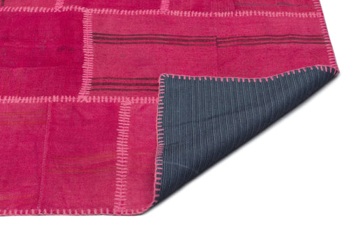 Teselya Beige Patchwork Wool Handmade Area Rug 6'6" x 9'9"