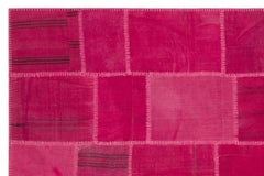 Teselya Beige Patchwork Wool Handmade Area Rug 6'6" x 9'9"