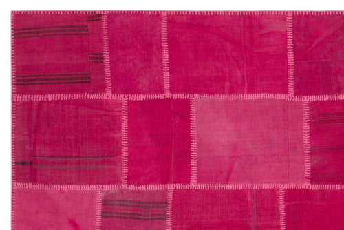 Teselya Beige Patchwork Wool Handmade Area Rug 6'6" x 9'9"