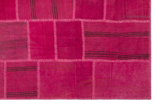 Teselya Beige Patchwork Wool Handmade Area Rug 6'6" x 9'9"