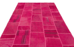 Teselya Beige Patchwork Wool Handmade Area Rug 6'6" x 10'0"