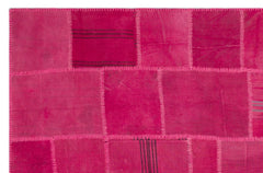 Teselya Beige Patchwork Wool Handmade Area Rug 6'6" x 10'0"