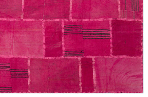 Teselya Beige Patchwork Wool Handmade Area Rug 6'6" x 10'0"