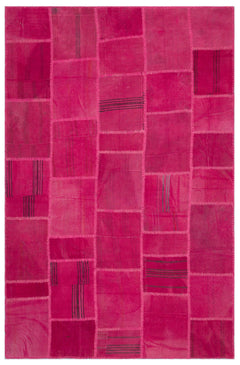 Teselya Beige Patchwork Wool Handmade Area Rug 6'6" x 10'0"