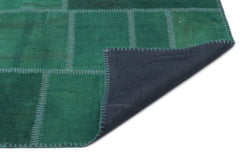 Teselya Green Patchwork Wool Handmade Area Rug 6'5" x 9'11"