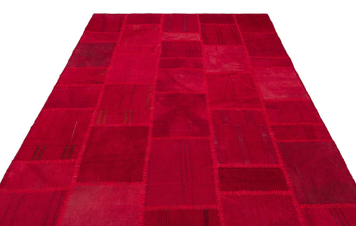 Teselya Beige Patchwork Wool Handmade Area Rug 6'6" x 9'9"