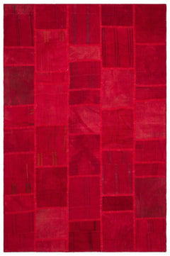 Teselya Beige Patchwork Wool Handmade Area Rug 6'6" x 9'9"