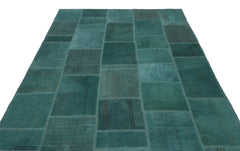 Teselya Beige Patchwork Wool Handmade Area Rug 6'5" x 9'10"