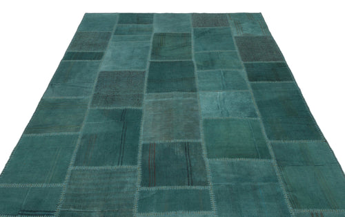 Teselya Beige Patchwork Wool Handmade Area Rug 6'5" x 9'10"