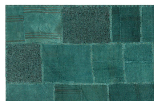 Teselya Beige Patchwork Wool Handmade Area Rug 6'5" x 9'10"