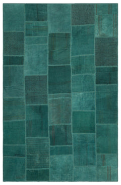 Teselya Beige Patchwork Wool Handmade Area Rug 6'5" x 9'10"