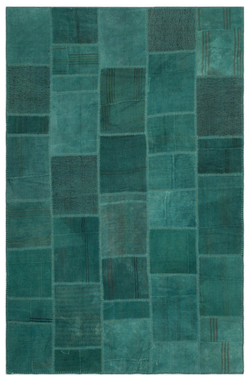 Teselya Beige Patchwork Wool Handmade Area Rug 6'5" x 9'10"