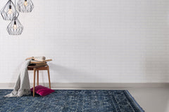 Machine Made Area Rug - Navy Blue Classic Overdyed Soft Touch Carpet