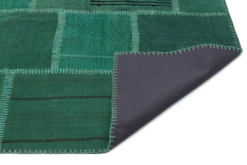 Teselya Beige Patchwork Wool Handmade Area Rug 6'3" x 9'9"