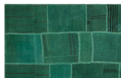 Teselya Beige Patchwork Wool Handmade Area Rug 6'3" x 9'9"