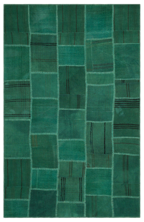 Teselya Beige Patchwork Wool Handmade Area Rug 6'3" x 9'9"