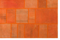 Teselya 22455 Orange Patchwork Wool Handmade Area Rug 6'5" x 9'7"