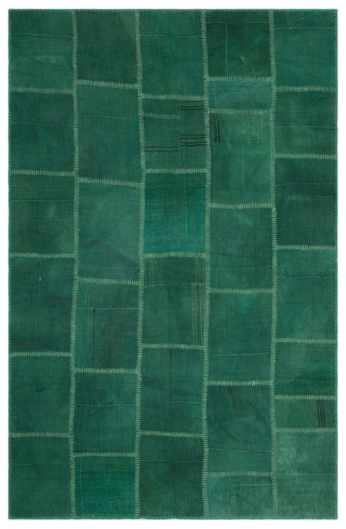 Teselya Beige Patchwork Wool Handmade Area Rug 6'4" x 9'9"