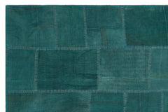 Teselya Green Patchwork Wool Handmade Area Rug 6'6" x 9'8"