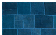 Teselya Blue Patchwork Wool Handmade Area Rug 6'1" x 9'11"