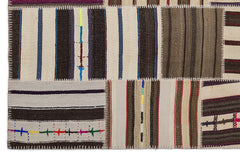 Teselya 2246 Beige Striped Wool Handmade Area Rug 5'3" x 7'7"