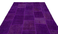 Teselya Beige Patchwork Wool Handmade Area Rug 6'7" x 9'9"