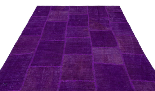 Teselya Beige Patchwork Wool Handmade Area Rug 6'7" x 9'9"