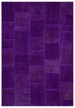 Teselya Beige Patchwork Wool Handmade Area Rug 6'7" x 9'9"