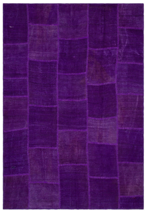 Teselya Beige Patchwork Wool Handmade Area Rug 6'7" x 9'9"