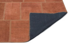 Teselya Beige Patchwork Wool Handmade Area Rug 6'6" x 9'11"