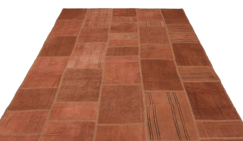 Teselya Beige Patchwork Wool Handmade Area Rug 6'6" x 9'11"