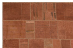 Teselya Beige Patchwork Wool Handmade Area Rug 6'6" x 9'11"