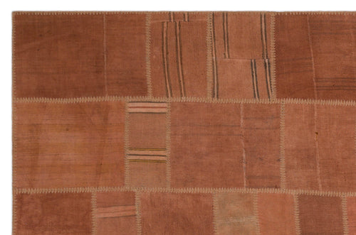 Teselya Beige Patchwork Wool Handmade Area Rug 6'6" x 9'11"