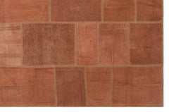 Teselya Beige Patchwork Wool Handmade Area Rug 6'6" x 9'11"