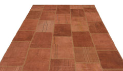 Teselya Orange Patchwork Wool Handmade Area Rug 6'5" x 9'9"