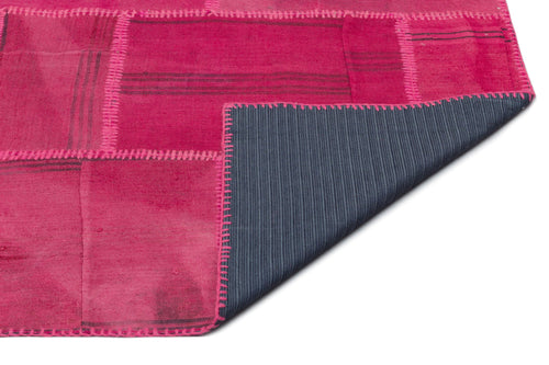 Teselya Beige Patchwork Wool Handmade Area Rug 6'7" x 10'0"