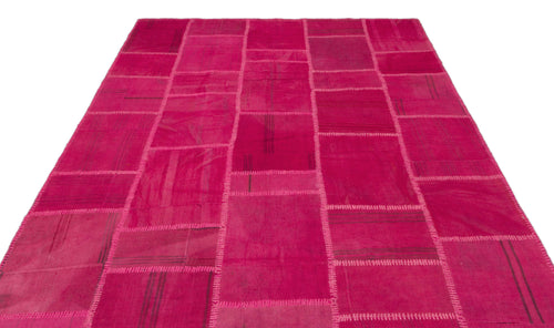 Teselya Beige Patchwork Wool Handmade Area Rug 6'7" x 10'0"