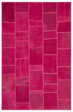 Teselya Beige Patchwork Wool Handmade Area Rug 6'7" x 10'0"