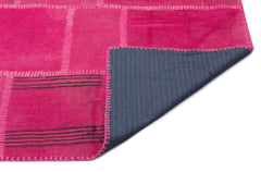 Teselya Pink Patchwork Wool Handmade Area Rug 6'6" x 9'11"