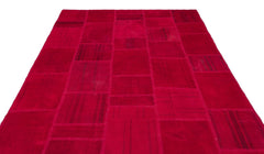 Teselya Red Patchwork Wool Handmade Area Rug 6'6" x 9'10"