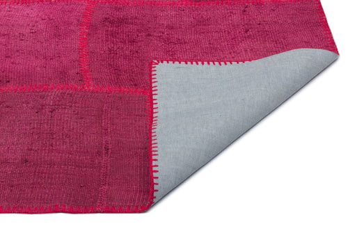 Teselya 22486 Red Patchwork Wool Handmade Area Rug 6'6" x 9'10"