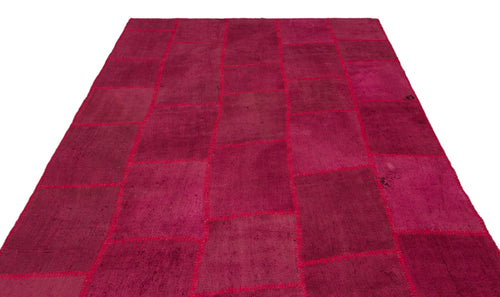 Teselya 22486 Red Patchwork Wool Handmade Area Rug 6'6" x 9'10"