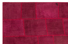 Teselya 22486 Red Patchwork Wool Handmade Area Rug 6'6" x 9'10"