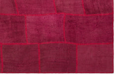 Teselya 22486 Red Patchwork Wool Handmade Area Rug 6'6" x 9'10"
