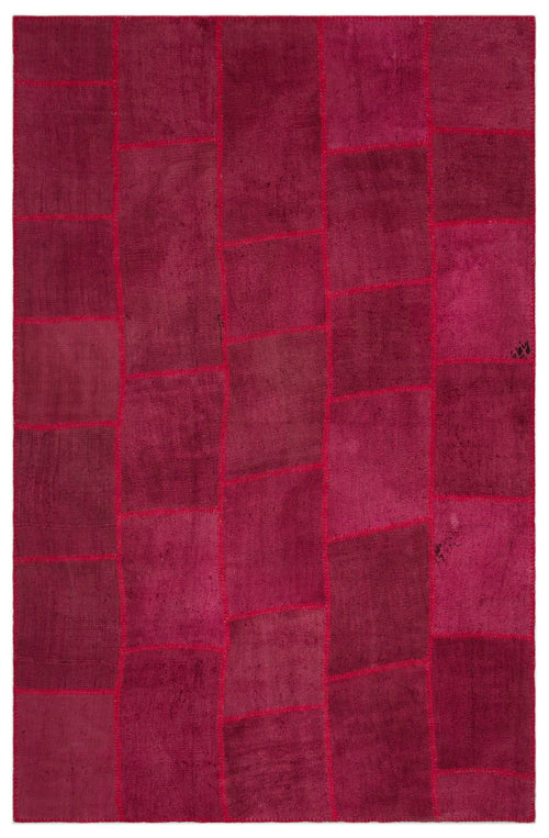 Teselya 22486 Red Patchwork Wool Handmade Area Rug 6'6" x 9'10"